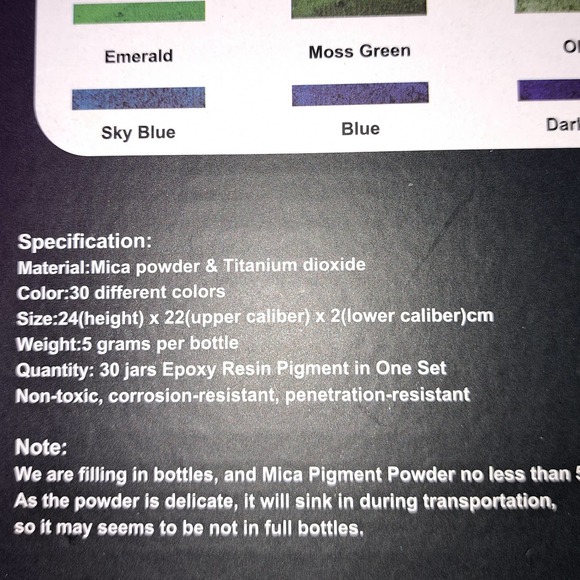NIB -TAVOLOZZA 30 Color Mica Powder Jars - Epoxy Resin Pigment - Picture 2 of 6